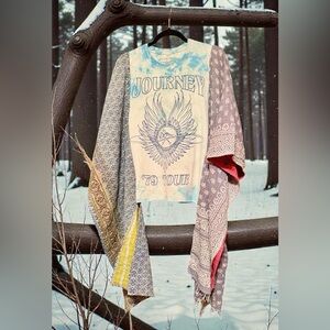 JOURNEY BAND T Poncho Kantha Handmade One Of a Kind Upcycled Boho